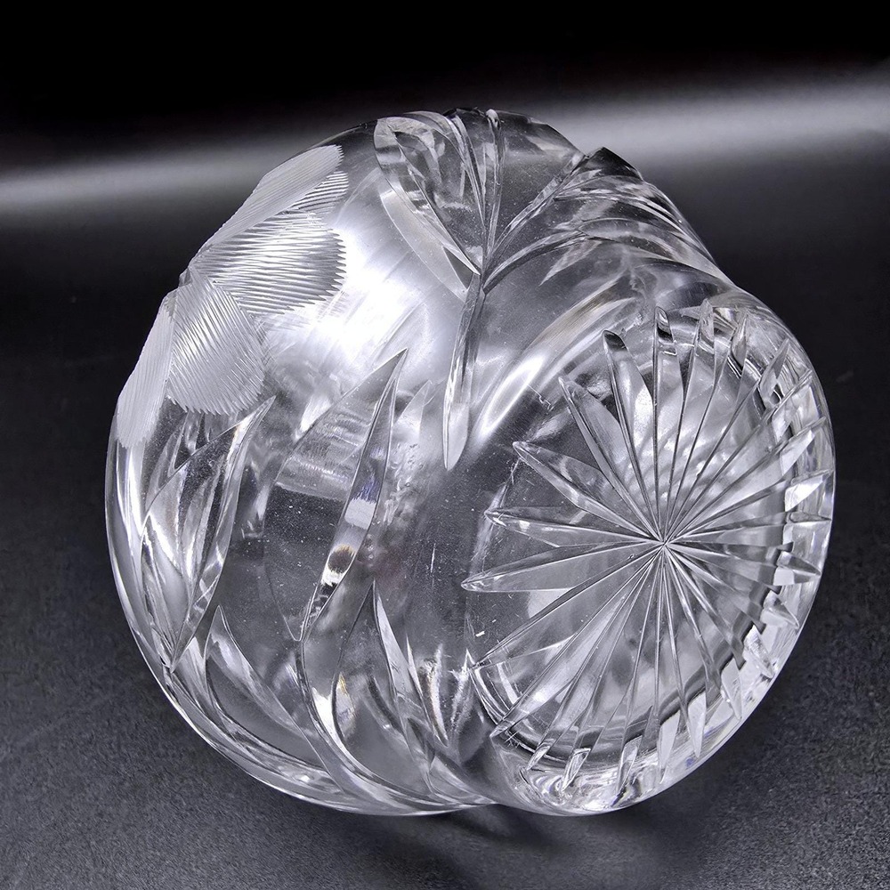 Vintage Cut Crystal Perfume Decanter Etched Floral Design Faceted Stopper 5.75" - Picture 10 of 11